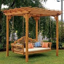 This frame is made out of very strong steel tubing that makes it very sturdy and strong overall. Standalone Cedar Wood Outdoor Swing Frames