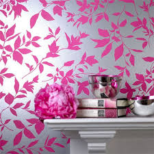 Fun And Fearless Fuchsia For Interiors Pink And Silver Wallpaper Pink Floral Wallpaper Modern Floral Wallpaper