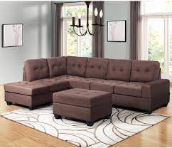 This chaise lounge chair is made from plush velvet fabric that makes it look like a luxury piece. Amazon Com Harper Bright Designs Sectional Sofa 3 Seat Sofa Set Couches With Chaise Lounge Storage Ottoman And Cup Holders For Living Room Brown Furniture Decor