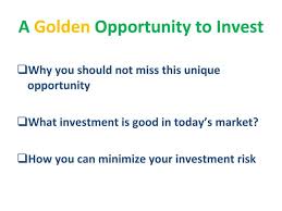 Golden opportunity to invest 2011