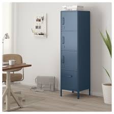 Idasen High Cabinet With Drawer And Doors Blue 17 3 4x67 3 4 Ikea In 2021 Ikea Lockers Living Room Storage Living Room Office