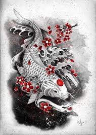 Black And White Koi Fish Tattoo Design White Koi Red Sakuras Tatuajes Carpas Koi Tatuaje De Koi Tatuaje De Dragon Koi