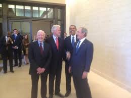 Living Presidents share a laugh before ...