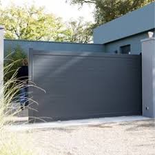 Portail Coulissant Aluminium Concarneau Gris Zinc Naterial L 362 X H 153 Cm Portail Coulissant Portail Alu Portail Electrique