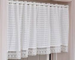 Lino Natural Algodon Mezcla De La Cortina Valance Con Encaje Etsy Cafe Curtains Curtains Curtains Living Room