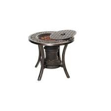 Hanover Traditions Aluminum Round Patio Outdoor Side Table With Fire Pit Tradfireurn The Home Depot Outdoor Fire Pit Table Propane Fire Pit Table Propane Fire Pit