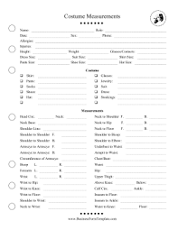 Costume Designers Can Use This Costume Measurement Form To