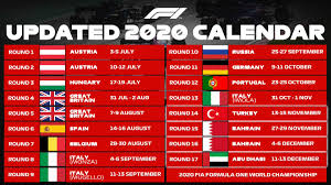The 2021 f1 calendar consists of a record breaking 23 grand prix held across the world. Formula 1 On Twitter Here S The Updated 2020 Race Calendar F1