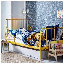 Minnen Ext Bed Frame With Slatted Bed Base Dark Yellow Ikea Yellow Bedding Ikea Toddler Bed Ikea Bed