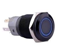 Ulincos® Momentary Push Button Switch U16F1 1NO1NC Black Metal Shell with  Blue LED Ring Suitable for 16mm 5/8" Mounting Hole (Blue)