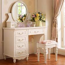 Korean Fine Furniture Bedroom Dresser Dressing Table Wood Dresser Dressing Table Ivory Wholesale Apartment Furniture Luxury Furniture Living Room Room Decor