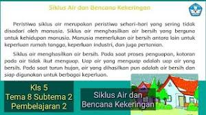 Manusia memerlukan air bersih antara lain untuk keperluan rumah tangga, keperluan industri, dan juga pertanian. Siklus Air Dan Bencana Kekeringan Kls 5 Tema 8 Subtema 2 Pb 2 Youtube