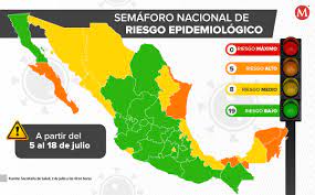 La ssa no actualizó el mapa nacional este viernes la secretaría de salud federal no dio a conocer este 16 de julio el. Semaforo Covid Mexico Mapa Color Por Estados Del 5 Al 18 De Julio