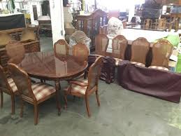 Embla cane back side chair upholstered in natural linen on limed legs. Lot Vintage Thomasville Furn Wood Dining Table W 2 Leaves 10 Matching Cane Back Chairs