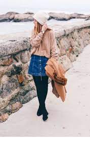 Denim Skirt For Winter Inspiring Ladies Winter Skirt Outfit Button Front Denim Skirt Denim Skirt Outfit Winter