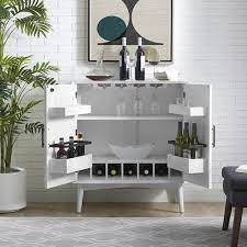 Crosley Furniture Landon Bar Cabinet In White Nebraska Furniture Mart Bar Cabinet Bar Cabinet Decor White Bar Cabinet