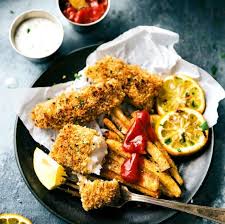 One Pan Easy Fish And Chips The Crispiest Baked Fries You Ll Ever Eat And Delicious Fish Simple Prep Via Chelseasmessyap Fish And Chips Recipes Baked Fish