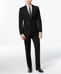 Calvin Klein Solid Wool Black Slim X Fit Suit Reviews Suits