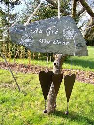 Carillon De Jardin En Ardoise Carillon A Vent Mobile De Jardin Attrape Vent Decoration De Jardin Creation Troglodyte Decoration Jardin Carillon A Vent Jardins