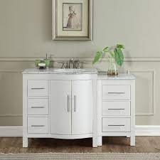 Wyndham collection wcg242466dwbwcunsmxx beckett 66 inch double bathroom vanity in white with white cultured marble countertop, undermount square sinks and matte black trim. 54 Inch Single Sink Contemporary Bathroom Vanity White Finish Carrara Marble Top