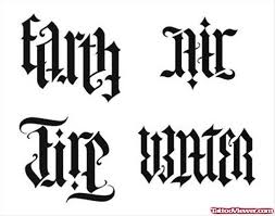 Mine's about half your size. Eart Air Fire Water Ambigram Tattoo Design