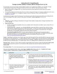 Application For Registration Certificate Of Amendment California Limited Liability Company Name Change