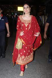 Kareena Kapoor Khan Wears A Red Raghavendra Rathore Kurta Set For Armaan Jain S Roka Vogue India Indian Designer Outfits Red Kurta Indian Designer Wear