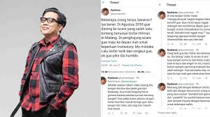 Media sosial riuh membicarakan gofar hilman yang untuk ke sekian kalinya dituding melakukan pelecehan seksual. Mtmy3gybs3nnjm