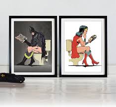 Batman And Wonder Woman Poster Comic Book Superhero Hero On Etsy Kids Art Prints Superhero Bedroom Superhero Bathroom