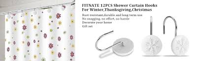 You can use decorative shower curtain hook to found to match virtually any bathroom or decorative taste. Fitnate 12pcs Anti Rust Shower Curtain Hooks For Winter Thanksgiving Christmas Resin Decorative Curtain Hooks Used In Bathroom Bedroom And Living Room Dec Snow Snowflake Circle White Gift Set