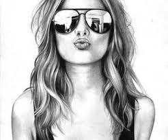 Black And White Glasses Drawing Girl With Glasses Girly Drawings Girl Drawing Art Drawings