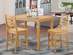 Cj coyote_sc hornell round bar table in oak bed bath & beyond $ 352.00. Amazon Com Yacf3 Oak W 3 Pc Counter Height Pub Set Counter Height Table And 2 Counter Height Dining Chair Furniture Decor