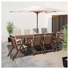 Applaro Table 8 Reclining Chairs Outdoor Brown Stained Ikea In 2020 Drop Leaf Table Outdoor Tables Leaf Table