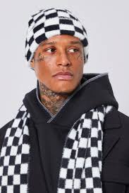 Checkerboard Pattern Scarf Black And White Checkerboard Scarf For Women  Black White Plaid Shawl, Warm Designer Scarf For Spring Autumn