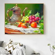 Cross stitch fruit basket designs. Cross Stitch Kits Kitchen Embroidered Decor Fruits Embroidery Fruit Basket Cross Stitch Kit Kitchen Design Kitchen Still Life