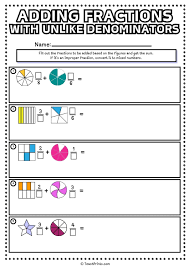 Free Adding Fractions with Unlike Denominators Worksheets - Teach Prints