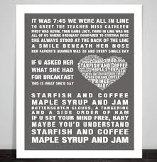 Prince Starfish And Coffee Music Love Song Lyrics Art Print Heart Gift Purple Song Lyrics Art Starfish And Coffee Love Songs Lyrics