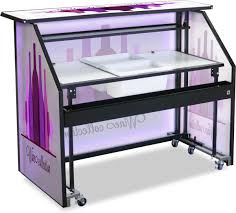 62 75 Folding Bar W Custom Graphics Adjustable Led Lights 6 Casters Steel Whit In 2020 Portable Bar Diy Home Bar Custom Home Bars