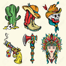 Check spelling or type a new query. Wild West Old School Tattoo Vector Fashionable Western Set Royalty Free Cliparts Vectors And Stock Illustration Image 88549852