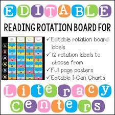 Editable Literacy Center Posters Rotation Cards And I Can Charts