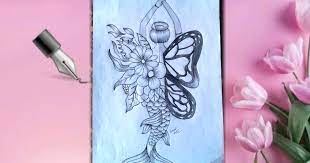 Aderiu a 25 nov 2016. Draw A Butterfly Mermaid Mukta Easy Drawing Pencil Sketch Draw A Beautiful Girl Chahat Art