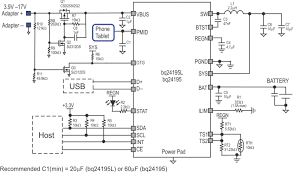 Though the proposed charger circuit won't charge your cell phone at the rate equal to a normal ac to dc charger, nevertheless it will the input can be from any 12 v source such a car/motorcycle battery, or a solar panel. Bq24195l Data Sheet Product Information And Support Ti Com