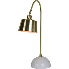 Renwil Modern Glamour Brenn Table Lamp In Satin Brass And White Lamp Table Lamp Lighting Collections