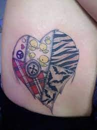 Patchwork Heart Tattoo With Bat Fabric Definite Must Heart Tattoo Tattoos Sewing Tattoos