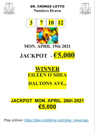 Pcso lotto result april 26, 2021 updates. Dr Crokes Gaa On Twitter Dr Crokes Lotto Results 19th Of April 2021 Tickets Available From Dr Crokes Clubhouse Gleesons Spar College Street And Usual Sources Or You May Play Online At Https T Co Ytvhptvg2g