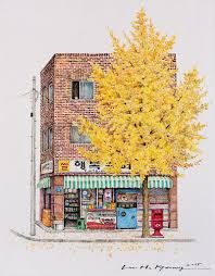 Pencil Drawings Of Convenience Stores In South Korea Nhật Ky Nghệ Thuật Nghệ Thuật Phối Cảnh Mỹ Thuật