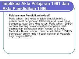 Perbandingan implikasi akta pelajaran 1961 dan akta pendidikan 1996 sistem pendidikan kebangsaan landasan dan wawasan pendidikan akta pelajaran 1961 akta pendidikan 1996 falsafah pendidikan tidak dasar pendidikan dibentuk berlandaskan falsafah pendidikan didokumenkan dan tidak kebangsaan (fpk) mengarah kepada hasrat wawasan 2020 dan ini jelas. Implikasi Pendidikan Wajib Ppt Download