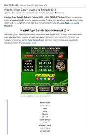 Prediksi Togel Data Hk Sabtu 16 Februari 2019 Ada Togel Jitu