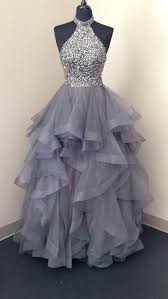 Sparkly Ball Gown Halter Grey Long Prom Dresses Elegant Evening Dresses Lv1513 Sold By Lavi In 2020 Evening Gowns Elegant Evening Dresses Long Evening Dresses Elegant