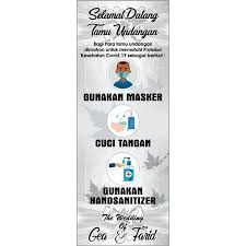 Kumpulan contoh dan desain banner pernikahan outdoor maupun indoor pada gedung. Banner Protokol Kesehatan Corona Covid 19 Untuk Pernikahan Wedding Prokes Shopee Indonesia